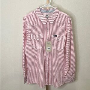 Wrangler Retro women’s button down striped shirt Pearl snap XL